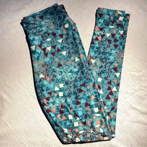 LuLaRoe Blue Triangle Floral Leggings
